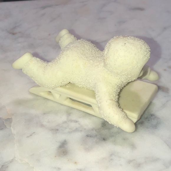 VTG Snowbabies Dept 56 Figurine Winter Tales Hold On Tight Sledding Sled - Picture 2 of 5